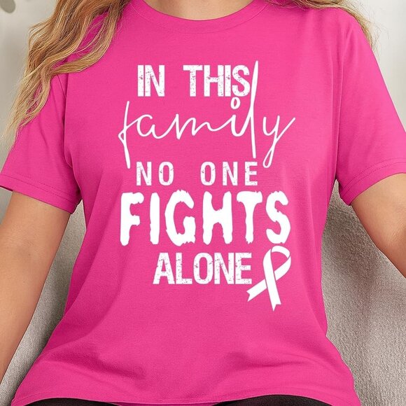Breast Cancer Awareness  in This Family No Ones Fight Alone Women's T-Shirt M/XL - Picture 2 of 3